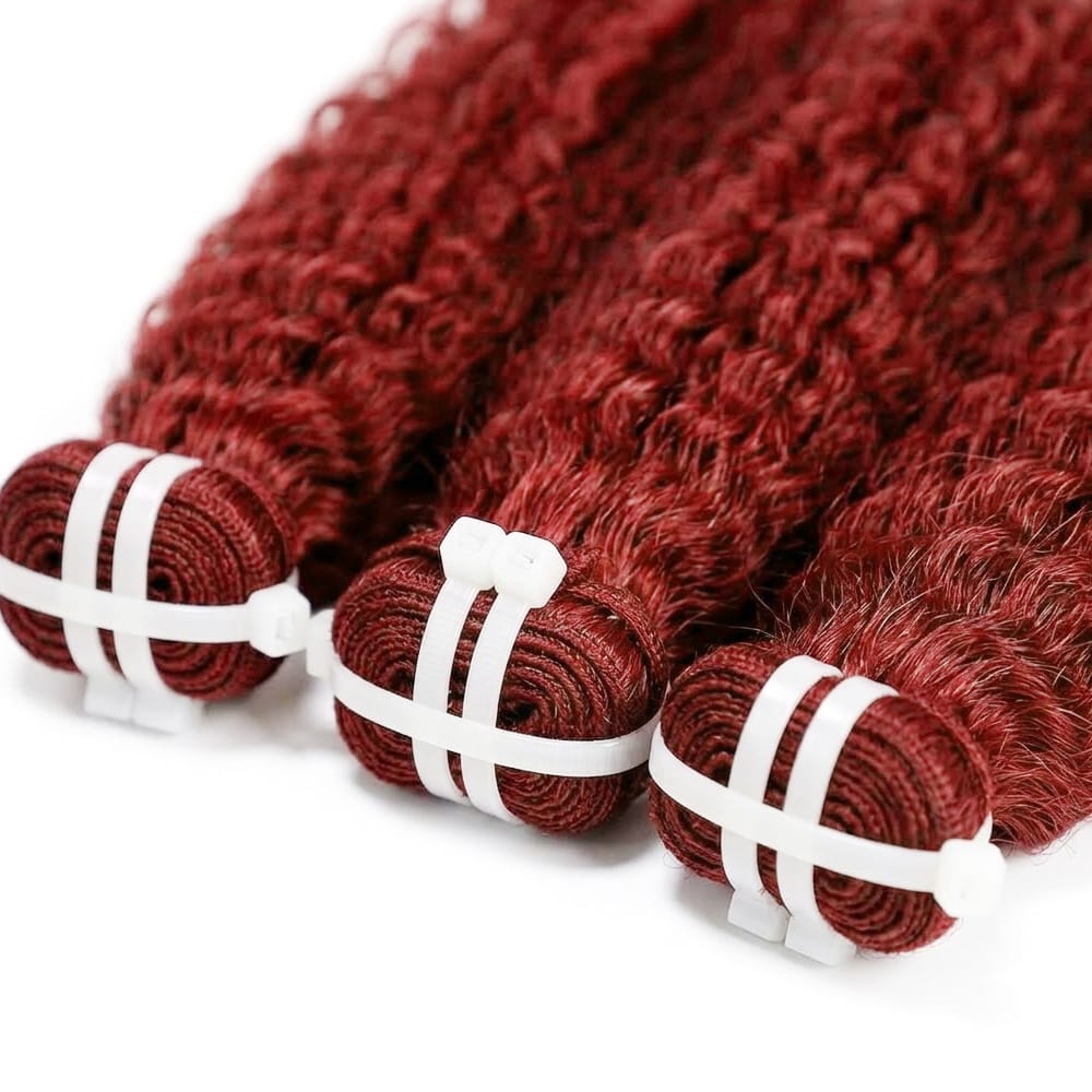 Kinky Stragiht Luxury Natural Hair Weft – 100% Virgin Human Hair / Wig Ruby Red LINKTOWIG