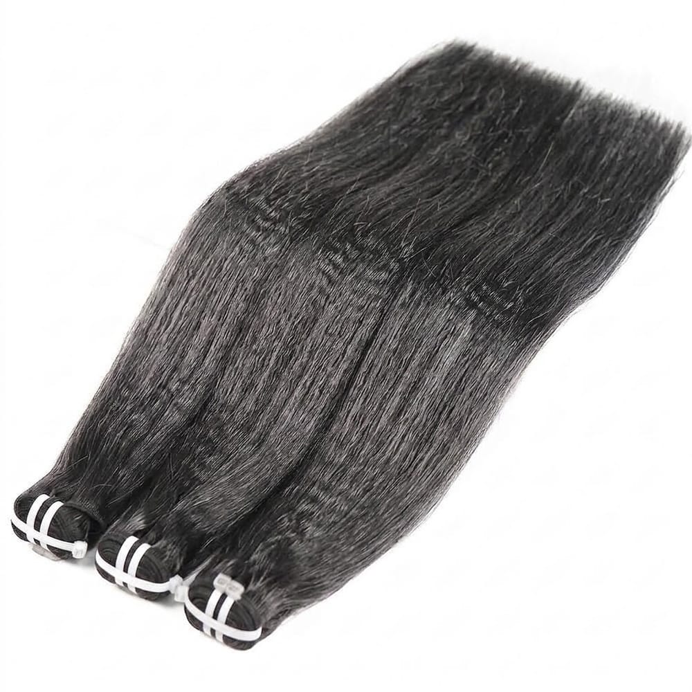 Kinky Stragiht Luxury Natural Hair Weft – 100% Virgin Human Hair / Wig Silver Grey LINKTOWIG