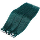 Kinky Stragiht Luxury Natural Hair Weft – 100% Virgin Human Hair / Wig Teal Green LINKTOWIG