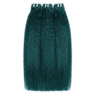 Kinky Stragiht Luxury Natural Hair Weft – 100% Virgin Human Hair / Wig Teal Green LINKTOWIG