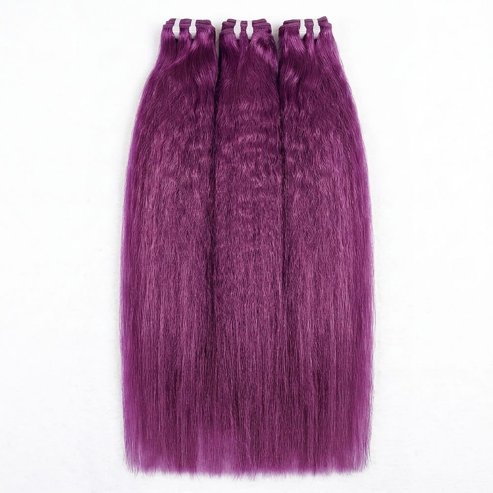 Kinky Stragiht Luxury Natural Hair Weft – 100% Virgin Human Hair / Wig Violet Purple LINKTOWIG