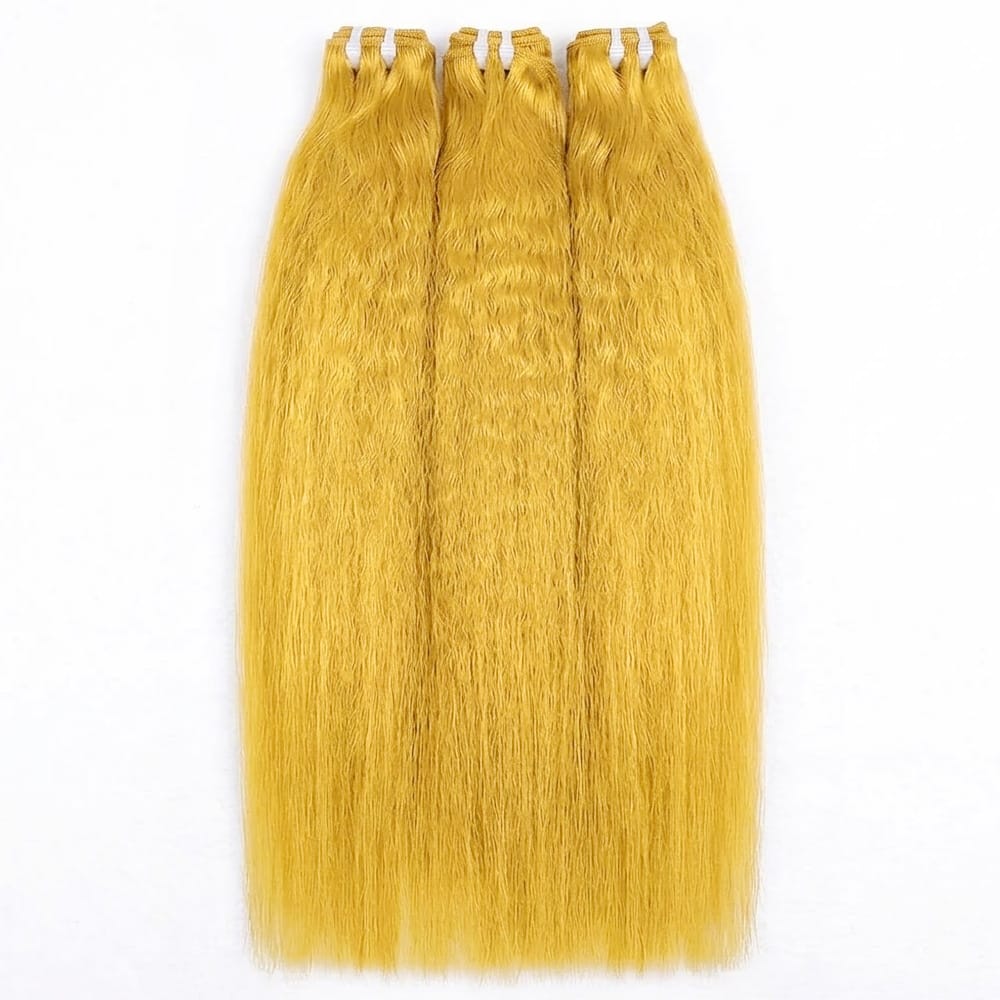 Kinky Stragiht Luxury Natural Hair Weft – 100% Virgin Human Hair / Wig Yellow LINKTOWIG