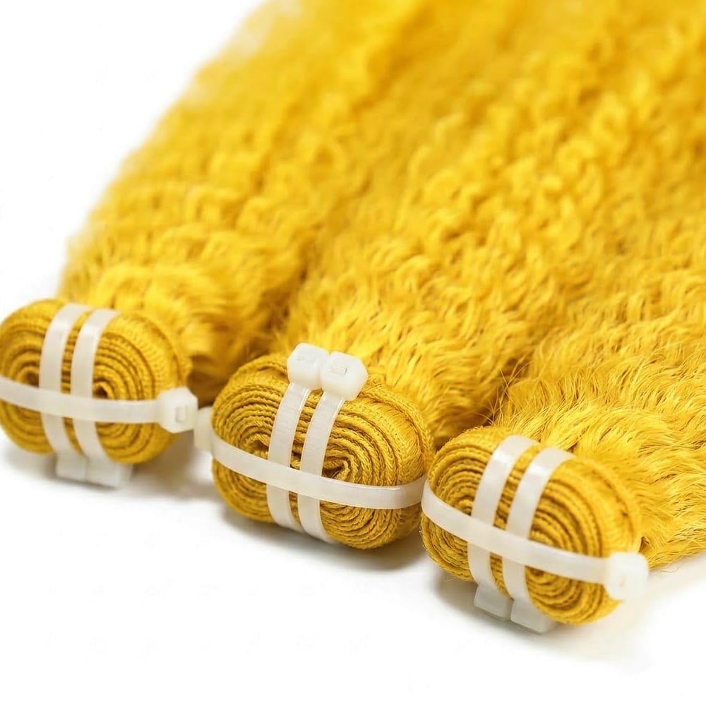 Kinky Stragiht Luxury Natural Hair Weft – 100% Virgin Human Hair / Wig Yellow LINKTOWIG