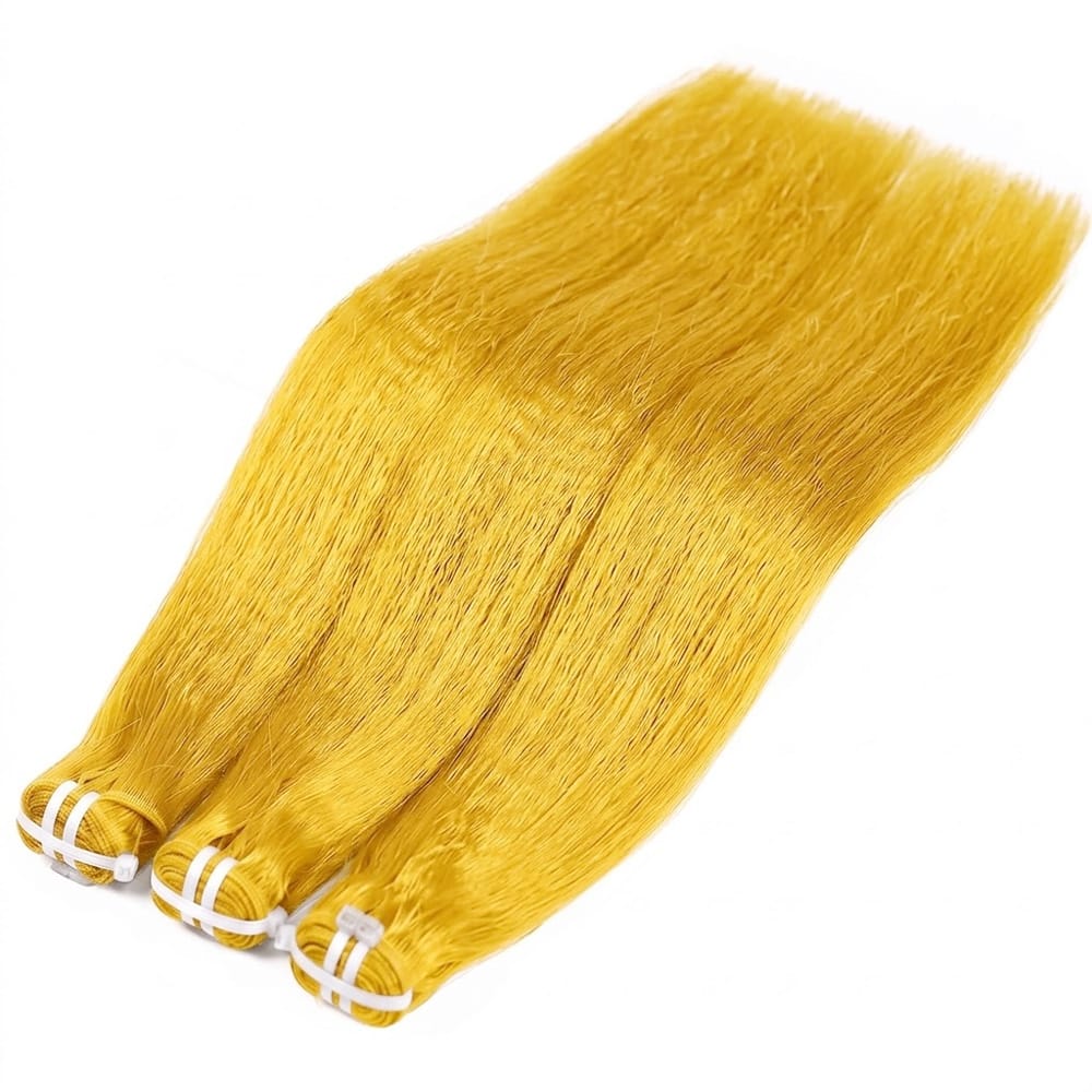 Kinky Stragiht Luxury Natural Hair Weft – 100% Virgin Human Hair / Wig Yellow LINKTOWIG