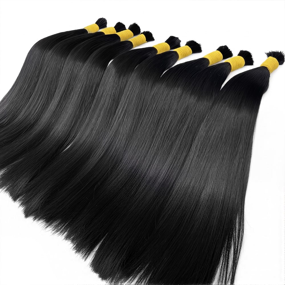 Stragiht 100% Raw Virgin  Human Hair Bundles - (No Weft) Bulk Hair / Black LINKTOWIG