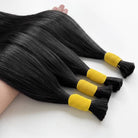 Stragiht 100% Raw Virgin  Human Hair Bundles - (No Weft) Bulk Hair / Black LINKTOWIG