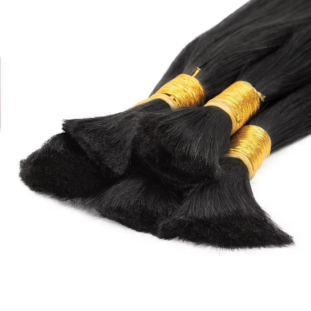 Stragiht 100% Raw Virgin  Human Hair Bundles - (No Weft) Bulk Hair / Black LINKTOWIG