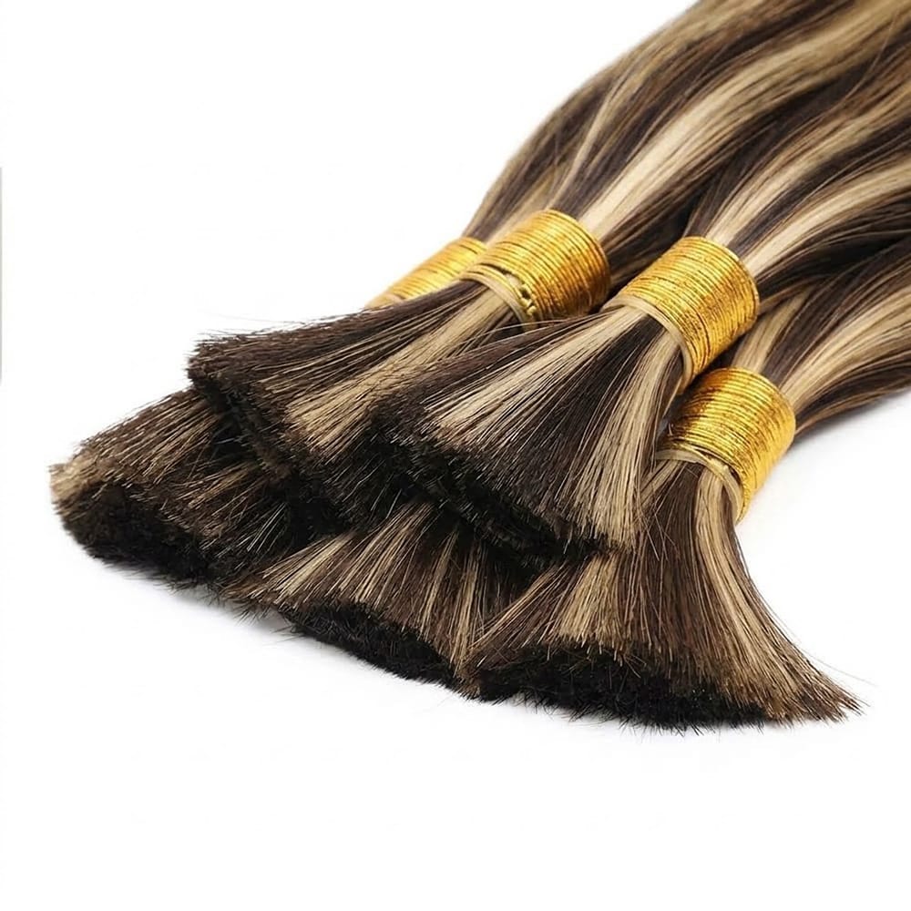 Stragiht 100% Raw Virgin  Human Hair Bundles - (No Weft) Bulk Hair / Chocolate Brown LINKTOWIG