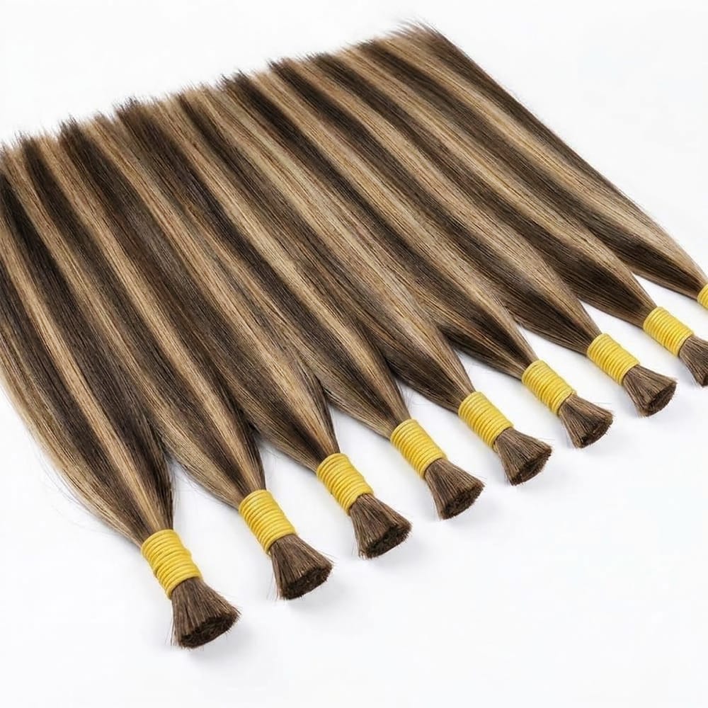 Stragiht 100% Raw Virgin  Human Hair Bundles - (No Weft) Bulk Hair / Chocolate Brown LINKTOWIG