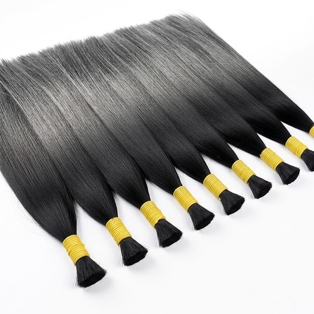 Stragiht 100% Raw Virgin  Human Hair Bundles - (No Weft) Bulk Hair / Dark Roots LINKTOWIG