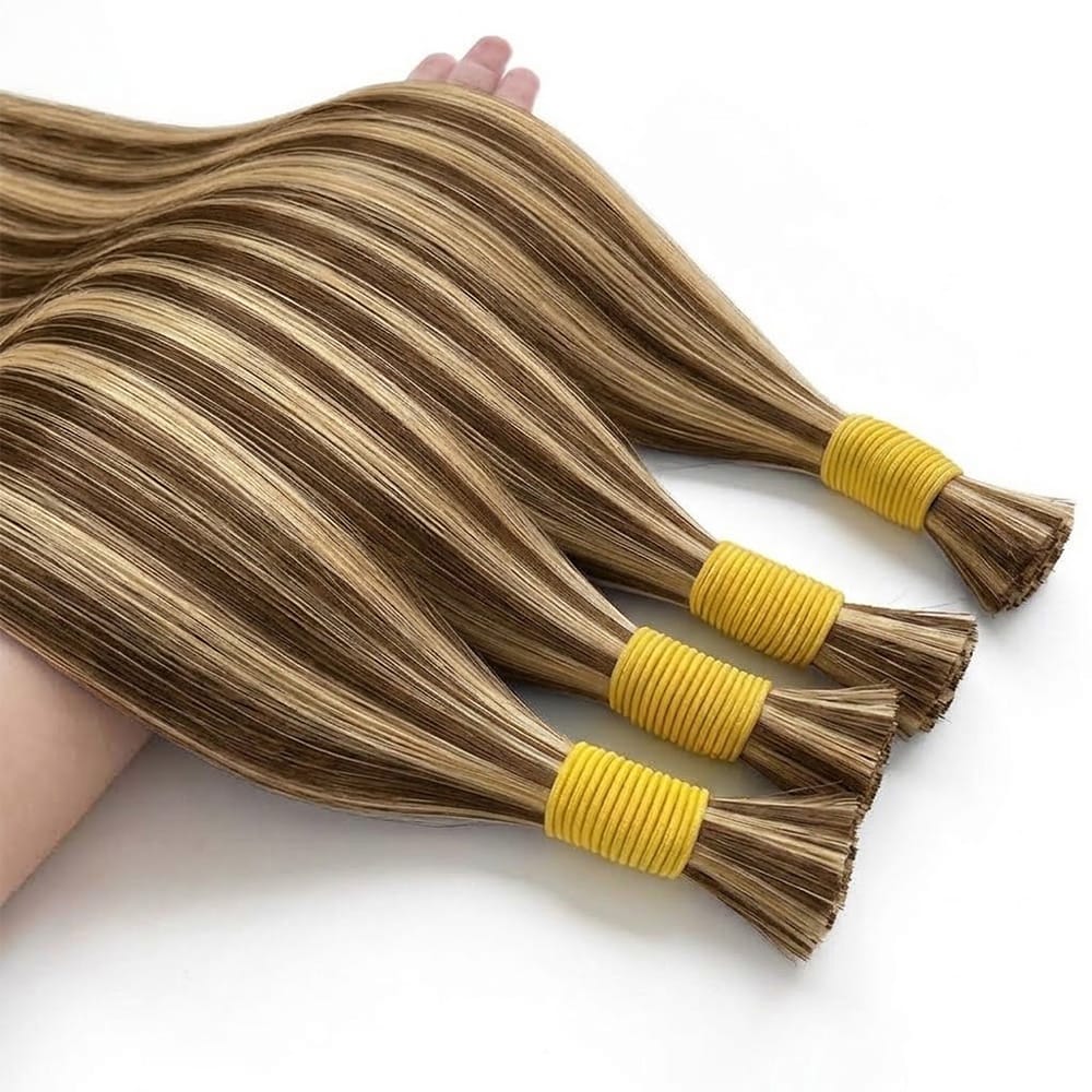 Stragiht 100% Raw Virgin  Human Hair Bundles - (No Weft) Bulk Hair / Honey Brown LINKTOWIG