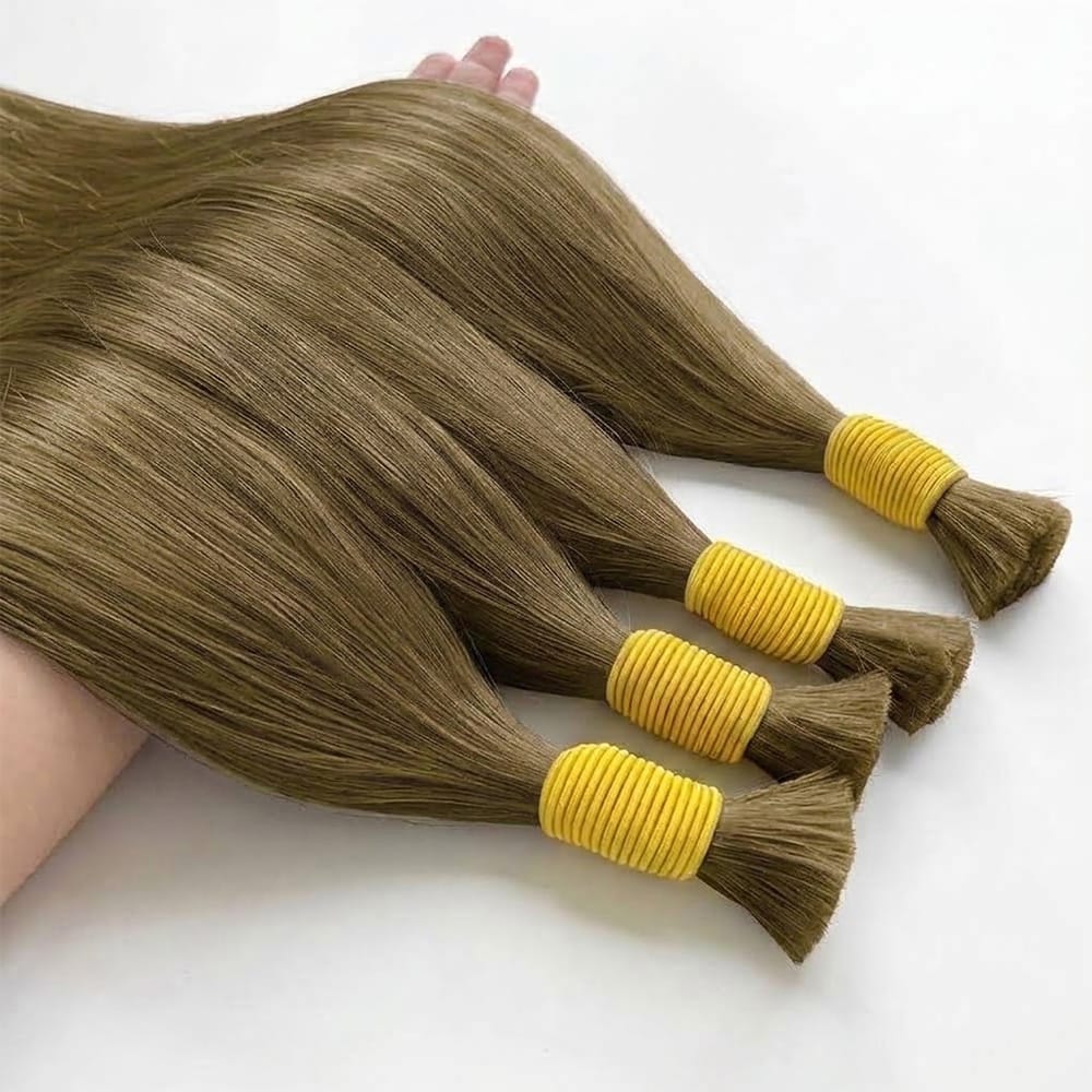 Stragiht 100% Raw Virgin  Human Hair Bundles - (No Weft) Bulk Hair / Medium Chestnut Brown LINKTOWIG