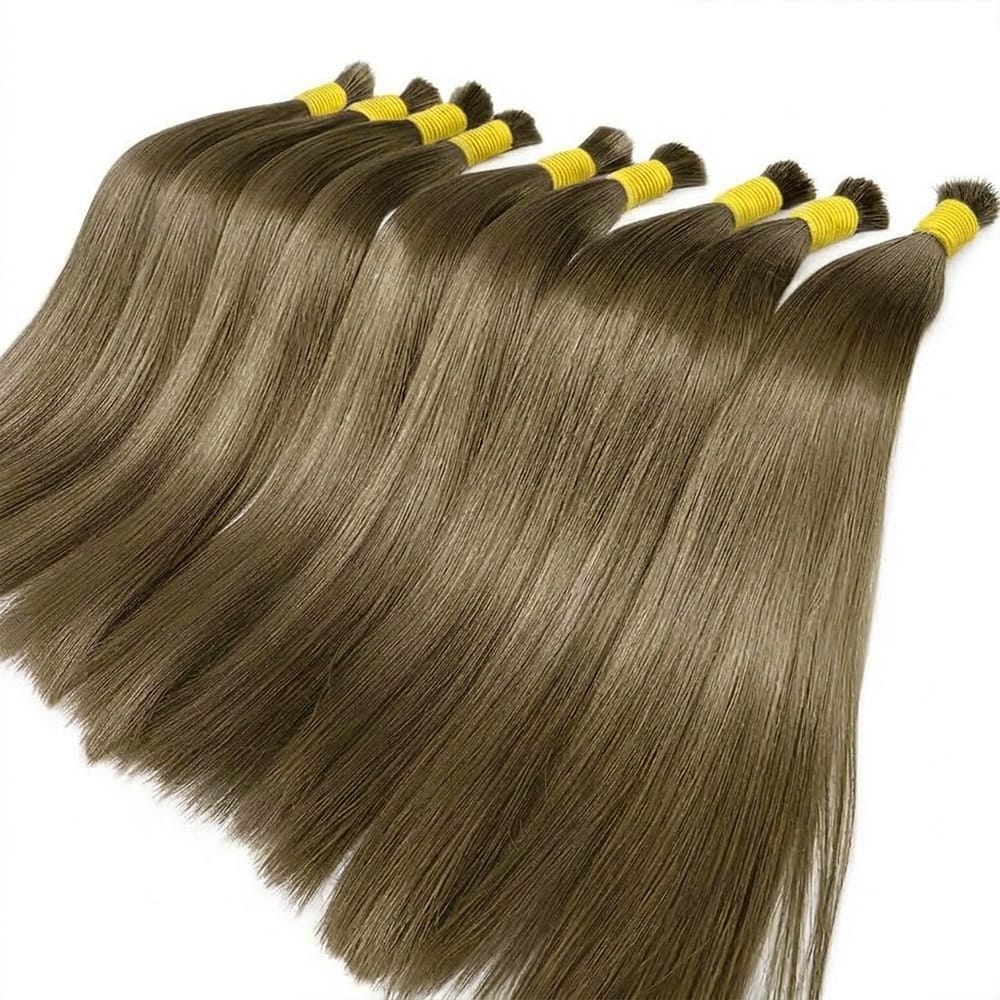 Stragiht 100% Raw Virgin  Human Hair Bundles - (No Weft) Bulk Hair / Medium Chestnut Brown LINKTOWIG