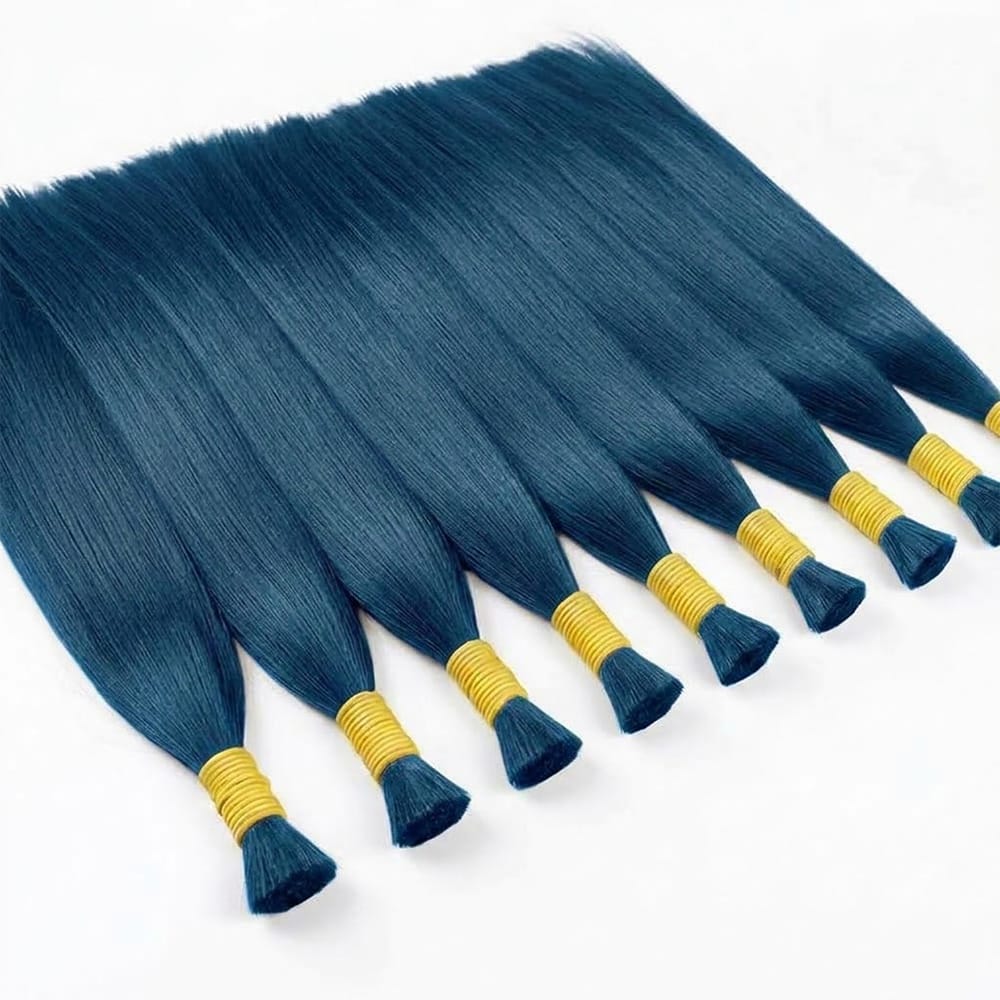 Stragiht 100% Raw Virgin  Human Hair Bundles - (No Weft) Bulk Hair / Midnight Blue LINKTOWIG