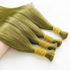 Stragiht 100% Raw Virgin  Human Hair Bundles - (No Weft) Bulk Hair / Olive Green Blonde LINKTOWIG