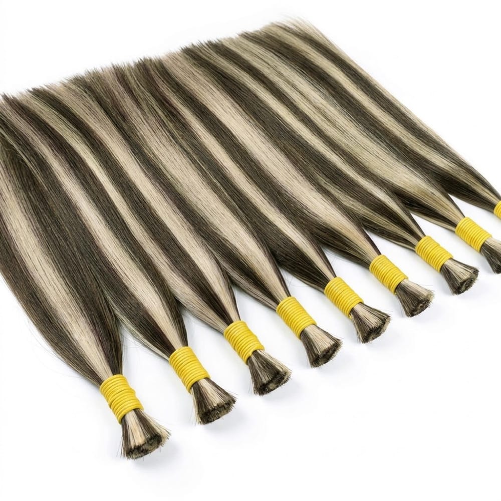 Stragiht 100% Raw Virgin  Human Hair Bundles - (No Weft) Bulk Hair / Piano Highlight Silver Grey LINKTOWIG