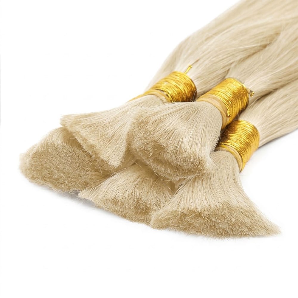 Stragiht 100% Raw Virgin  Human Hair Bundles - (No Weft) Bulk Hair / Platinum Blonde LINKTOWIG