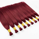 Stragiht 100% Raw Virgin  Human Hair Bundles - (No Weft) Bulk Hair / Ruby Red LINKTOWIG