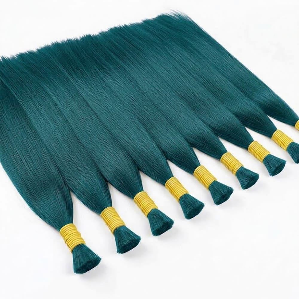 Stragiht 100% Raw Virgin  Human Hair Bundles - (No Weft) Bulk Hair / Teal Green LINKTOWIG
