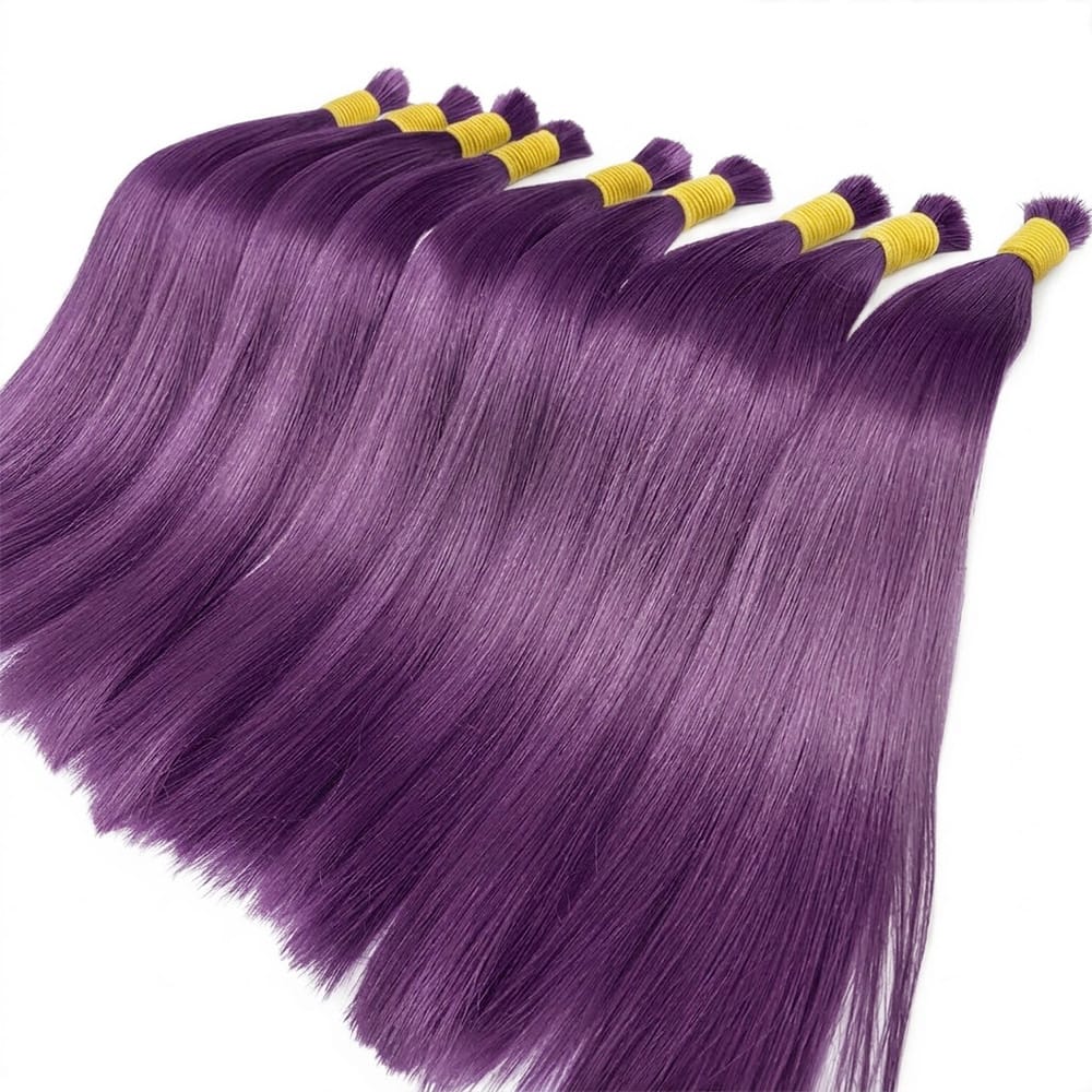 Stragiht 100% Raw Virgin  Human Hair Bundles - (No Weft) Bulk Hair / Violet Purple LINKTOWIG