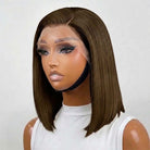 Straight Bob Side Part  HD Lace Front Wig 100% Virgin Human Hair / aramel Balayage Highlights LINKTOWIG