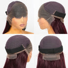 Straight Bob Side Part  HD Lace Front Wig 100% Virgin Human Hair / Burgundy LINKTOWIG