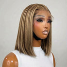 Straight Bob Side Part  HD Lace Front Wig 100% Virgin Human Hair / Chocolate Brown LINKTOWIG
