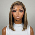 Straight Bob Side Part  HD Lace Front Wig 100% Virgin Human Hair / Chocolate Brown LINKTOWIG