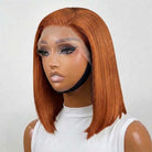 Straight Bob Side Part  HD Lace Front Wig 100% Virgin Human Hair / Copper Orange LINKTOWIG