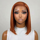 Straight Bob Side Part  HD Lace Front Wig 100% Virgin Human Hair / Copper Orange LINKTOWIG