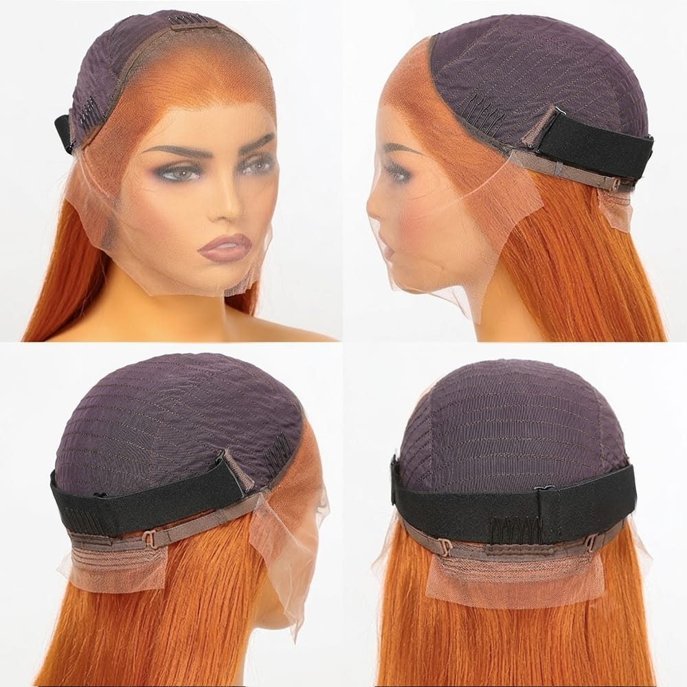 Straight Bob Side Part  HD Lace Front Wig 100% Virgin Human Hair / Copper Orange LINKTOWIG