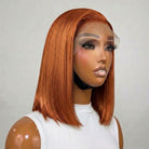 Straight Bob Side Part  HD Lace Front Wig 100% Virgin Human Hair / Copper Orange LINKTOWIG