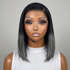Straight Bob Side Part  HD Lace Front Wig 100% Virgin Human Hair / Dark Roots LINKTOWIG