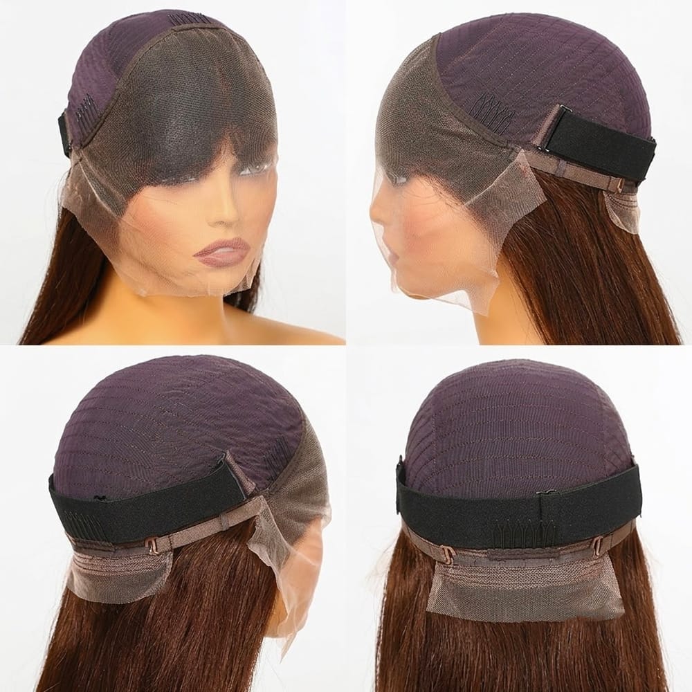 Straight Bob Side Part  HD Lace Front Wig 100% Virgin Human Hair / Espresso Brown LINKTOWIG