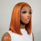 Straight Bob Side Part  HD Lace Front Wig 100% Virgin Human Hair / Ginger Orange LINKTOWIG