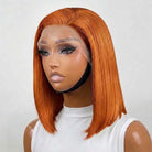 Straight Bob Side Part  HD Lace Front Wig 100% Virgin Human Hair / Ginger Orange LINKTOWIG