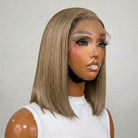 Straight Bob Side Part  HD Lace Front Wig 100% Virgin Human Hair / Medium Chestnut Brown LINKTOWIG
