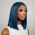 Straight Bob Side Part  HD Lace Front Wig 100% Virgin Human Hair / Midnight Blue LINKTOWIG
