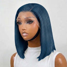 Straight Bob Side Part  HD Lace Front Wig 100% Virgin Human Hair / Midnight Blue LINKTOWIG