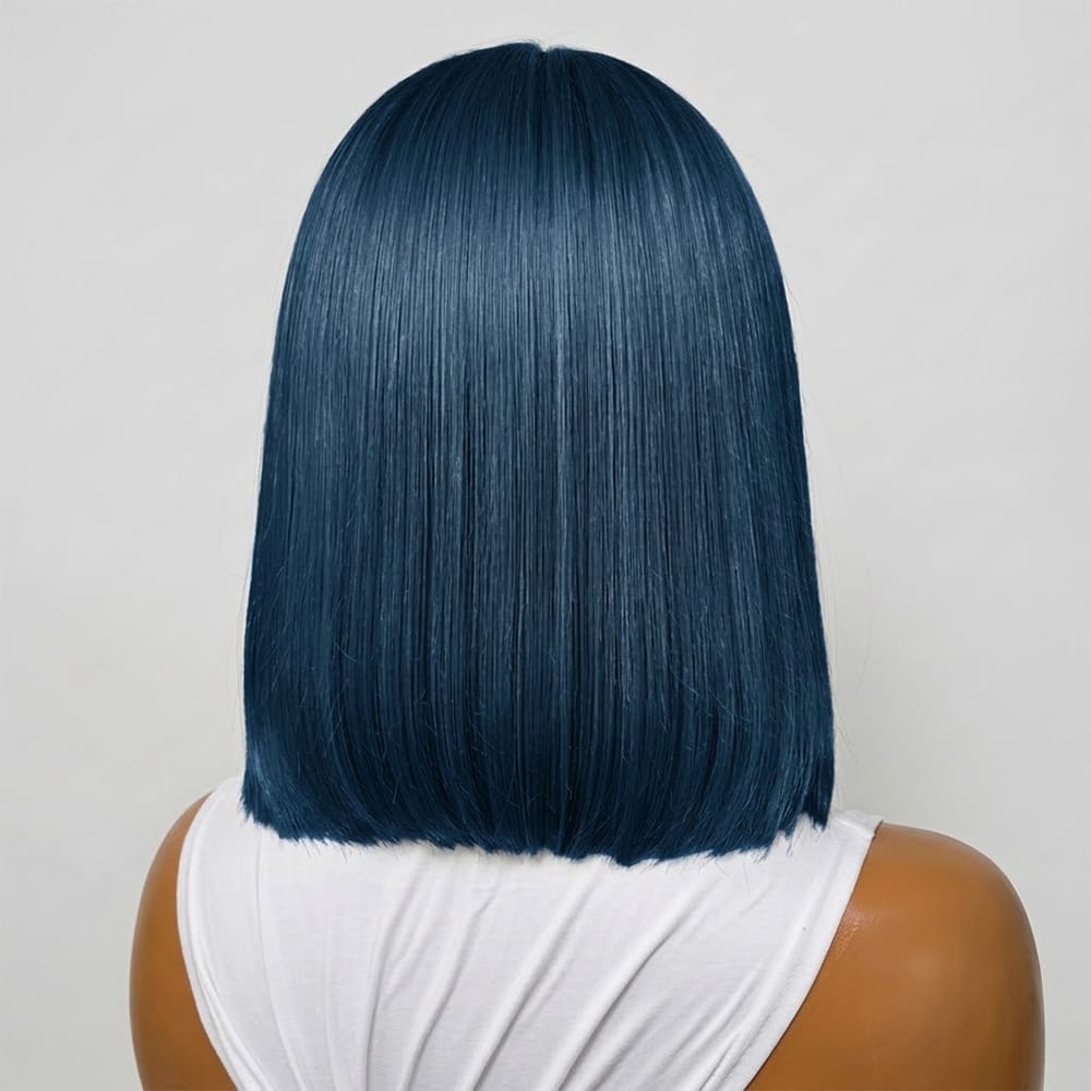 Straight Bob Side Part  HD Lace Front Wig 100% Virgin Human Hair / Midnight Blue LINKTOWIG