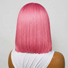 Straight Bob Side Part  HD Lace Front Wig 100% Virgin Human Hair / pink LINKTOWIG