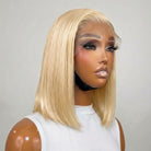 Straight Bob Side Part  HD Lace Front Wig 100% Virgin Human Hair / Platinum Blonde LINKTOWIG