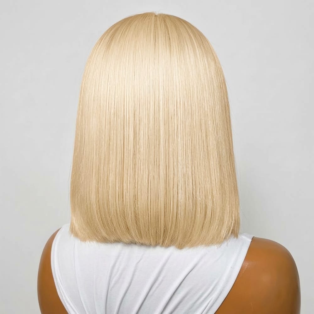 Straight Bob Side Part  HD Lace Front Wig 100% Virgin Human Hair / Platinum Blonde LINKTOWIG