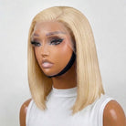 Straight Bob Side Part  HD Lace Front Wig 100% Virgin Human Hair / Platinum Blonde LINKTOWIG