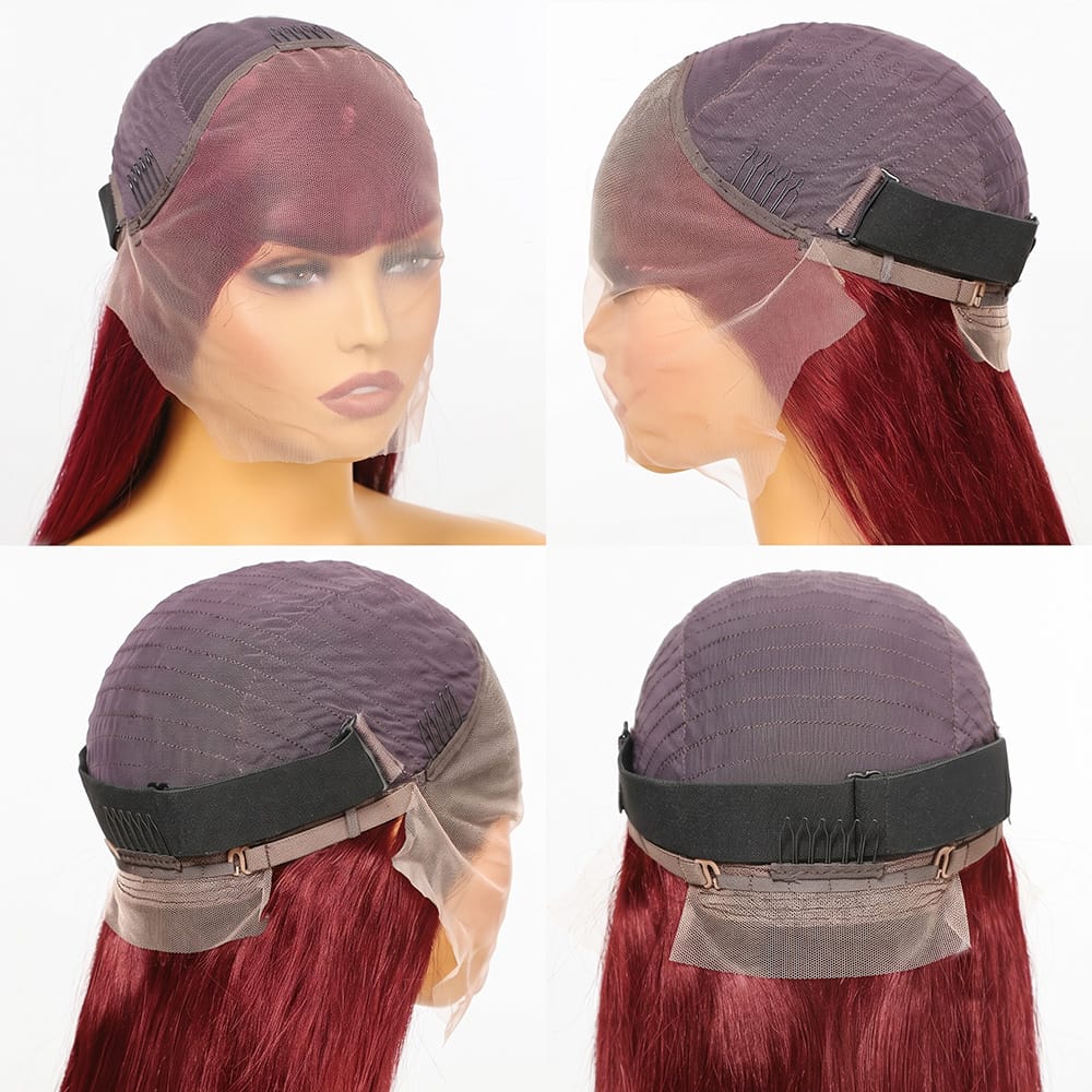 Straight Bob Side Part  HD Lace Front Wig 100% Virgin Human Hair / Ruby Red LINKTOWIG