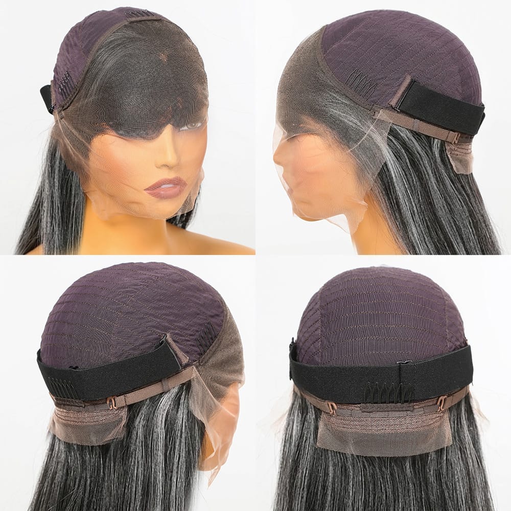Straight Bob Side Part  HD Lace Front Wig 100% Virgin Human Hair / Silver Grey LINKTOWIG