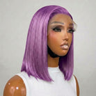 Straight Bob Side Part  HD Lace Front Wig 100% Virgin Human Hair / Violet Purple LINKTOWIG