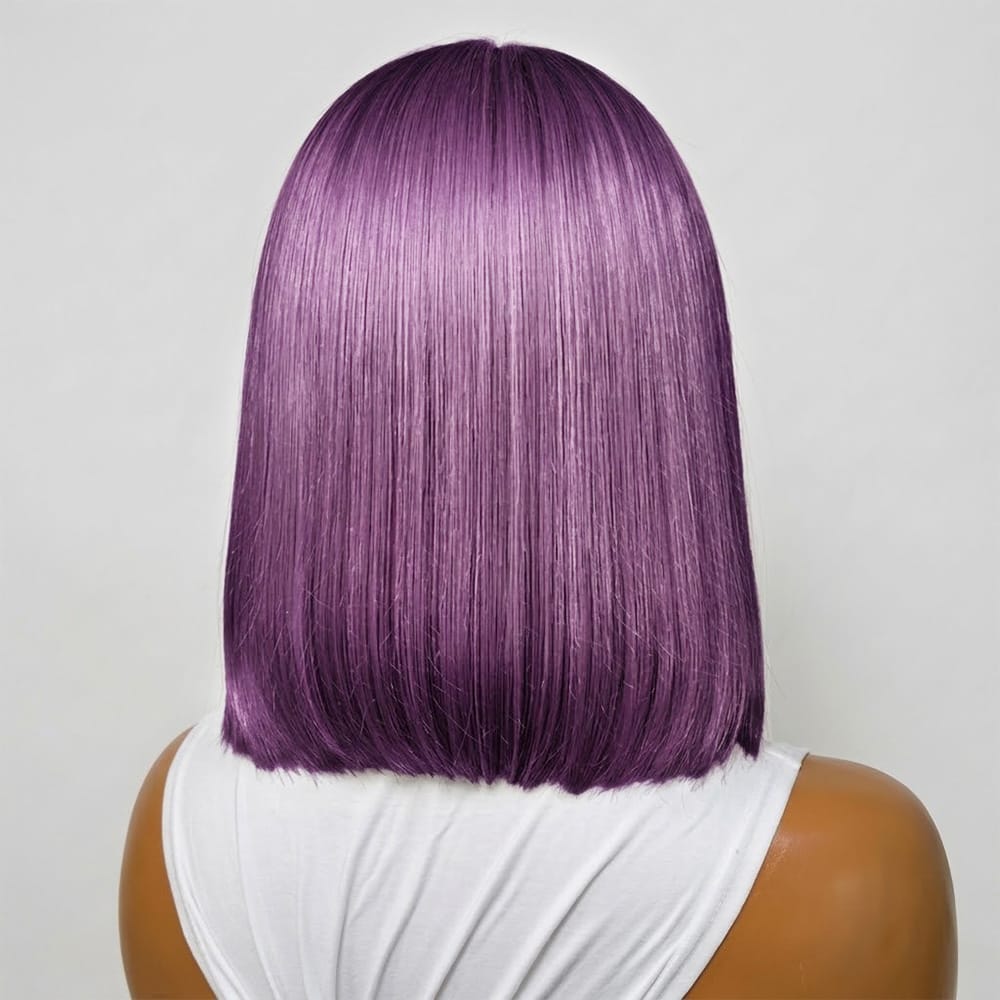 Straight Bob Side Part  HD Lace Front Wig 100% Virgin Human Hair / Violet Purple LINKTOWIG