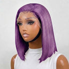 Straight Bob Side Part  HD Lace Front Wig 100% Virgin Human Hair / Violet Purple LINKTOWIG