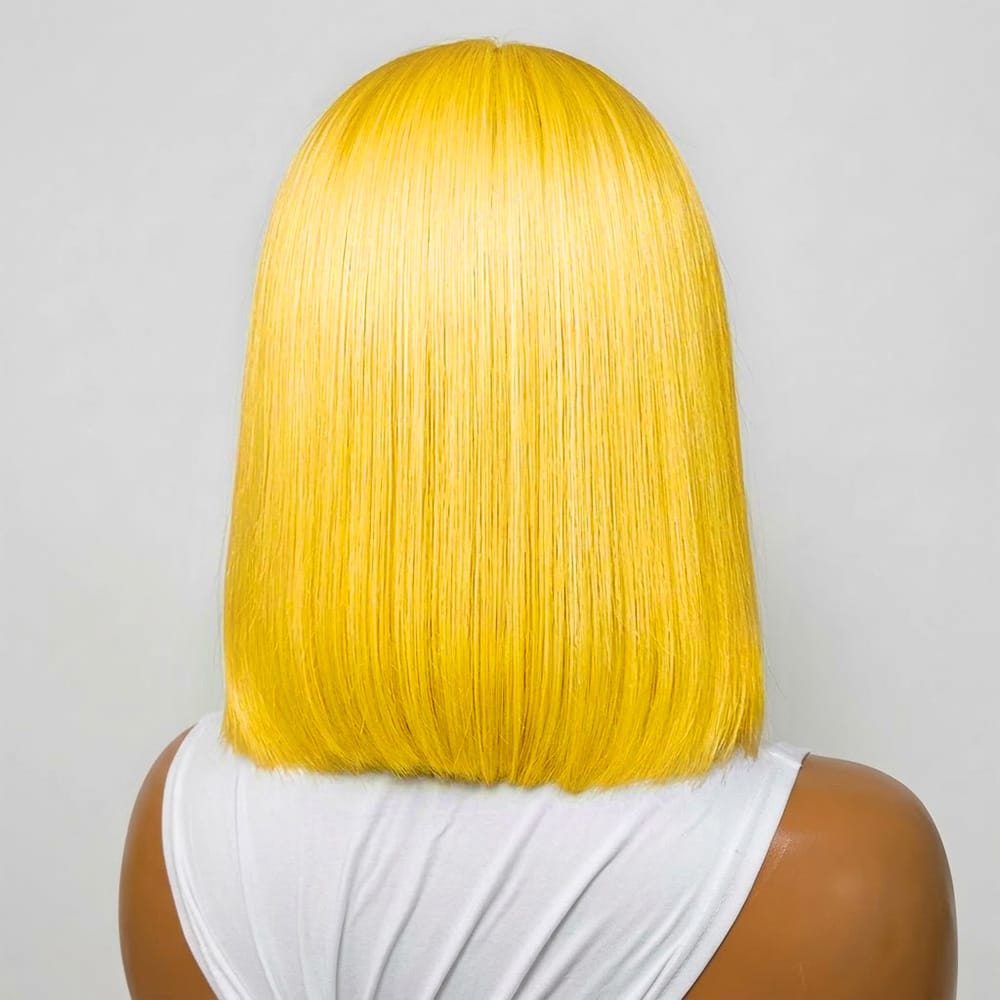 Straight Bob Side Part  HD Lace Front Wig 100% Virgin Human Hair / Yellow LINKTOWIG
